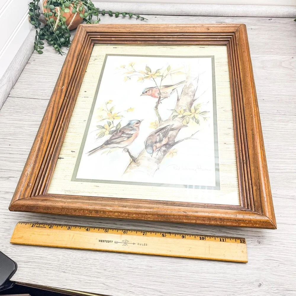 Vintage Bird Painting Print‎ by Paul Whitney Hunter in Wooden Frame